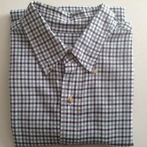 Eddie Bauer Green Plaid Short Sleeve Button Down